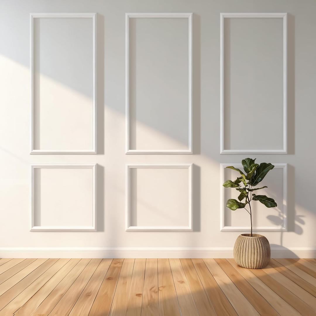 RELIANCER Peel and Stick Wall Molding Kit,30PCS Pre-Cut Door Molding Panels,3D Moulding Wainscoting Panel,Self Adhesive Walls Moulding Trim,Wall Modular Frames for Interior Walls Decor Home Bedroom