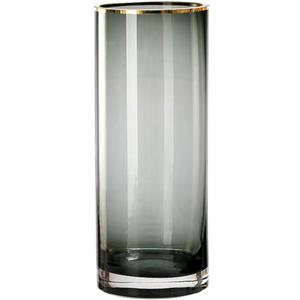 Ins Modern Glass Vase Crystal Gray Glass Vase for Home Office Decor (Crystal Grey) (11.8inX3.9in)