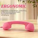 Retro Phone Handset, Cell Phone Receiver with Microphone & Speaker, Type-C Retro Telephone Wired Handsets Style Landline Handle Receiver for Cell Mobile Video Conferences, Calls, Meetings (red)