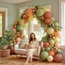 Dusty Pink Yellow Green Balloon Arch, Double Stuffed Sage Light Yellow Peach White Sand Mauve Pastel Balloon Garland Kit for Baby Shower Birthday Bridal Wedding Floral Valentines Party Decoration, 12 Inches, 18 Inches