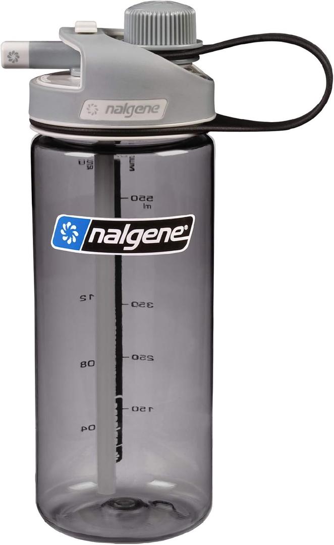 Nalgene Sustain Tritan BPA-Free MultiDrink Water Bottle Made with Material Derived from 50% Plastic Waste, 20 OZ, Gray