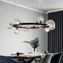 15 Lights Modern Globe Sputnik Chandeliers, Mid Century Black Ceiling Light Fixture Glass Globe Ball Chandelier, Ring Pendant Light for Dining Room Bedroom Living Room Kitchen Island