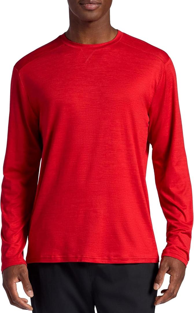 Head Men's Guard Long Sleeve Crewneck Top, Relaxed Fit, Stretch Midweight Material (Red, S)