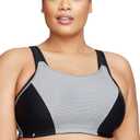 Full Figure Plus Size Custom Control Sports Bra Wirefree #1166 (42G, Black/Grey)