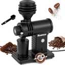 Huanyu Espresso Grinder with Titanium Flat Burr Electric Coffee Grinder with Hopper Bellows 10 Precise Grind Setting Coffee Grinders for Home Use Black