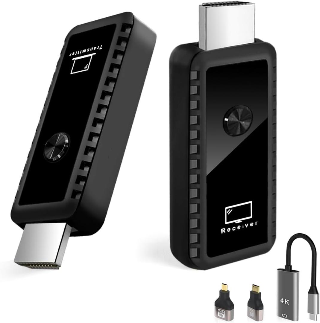 Wireless HDMI Transmitter and Receiver 100ft/30m, 4K Decode 1080P Output Mini Wireless HDMI 2.4G/5G Plug&Play Portable for Streaming Video and Audio to Monitor from Laptop/TV Box