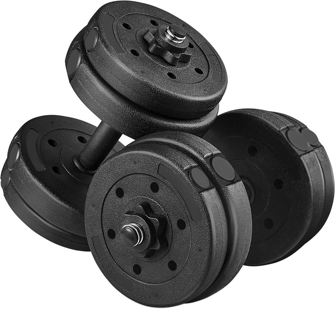 Yaheetech Adjustable Dumbbells Weight Set Dumbbell Weights Exercise & Fitness Equipment w/ 4 Spinlock Collars for Women & Men Home Gym Strength Training (33 pounds, Black)