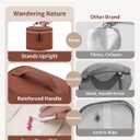 Wandering Nature Travel Makeup Bag for Women, Structured Vanity Case with Wipe-Clean EVA Interior & Removable Divider, Brush Loops, Fold-Flat PU Leather Makeup Case with Handle 