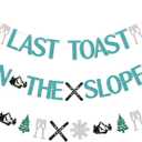 Last Toast on the Slopes Banner - Winter Ski Themed Bachelorette Party Decorations, Apres Ski Bachelorette Bridal Shower Party Decorations Blue Glitter