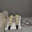 BOBOMOMO 20" Retro Table Lamps Set of 2 - Farmhouse Lamp for Living Room with Linen Shades, Rustic Bedside Nightstand Lamps, Resin Lamps for Bedroom Nursery Room Hallway - Ideal for Compact Spaces (White&Gold Finish)