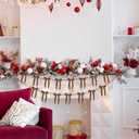 2 x Christmas Velvet Bows Garland, 10ft Pre-Strung Christmas Garland Banner with 15 Bows, Indoor Vintage Elegant Velvet Ornaments Home Decor Decorations for Mantle Tree Party Wall Office, Khaki Brown/Tan