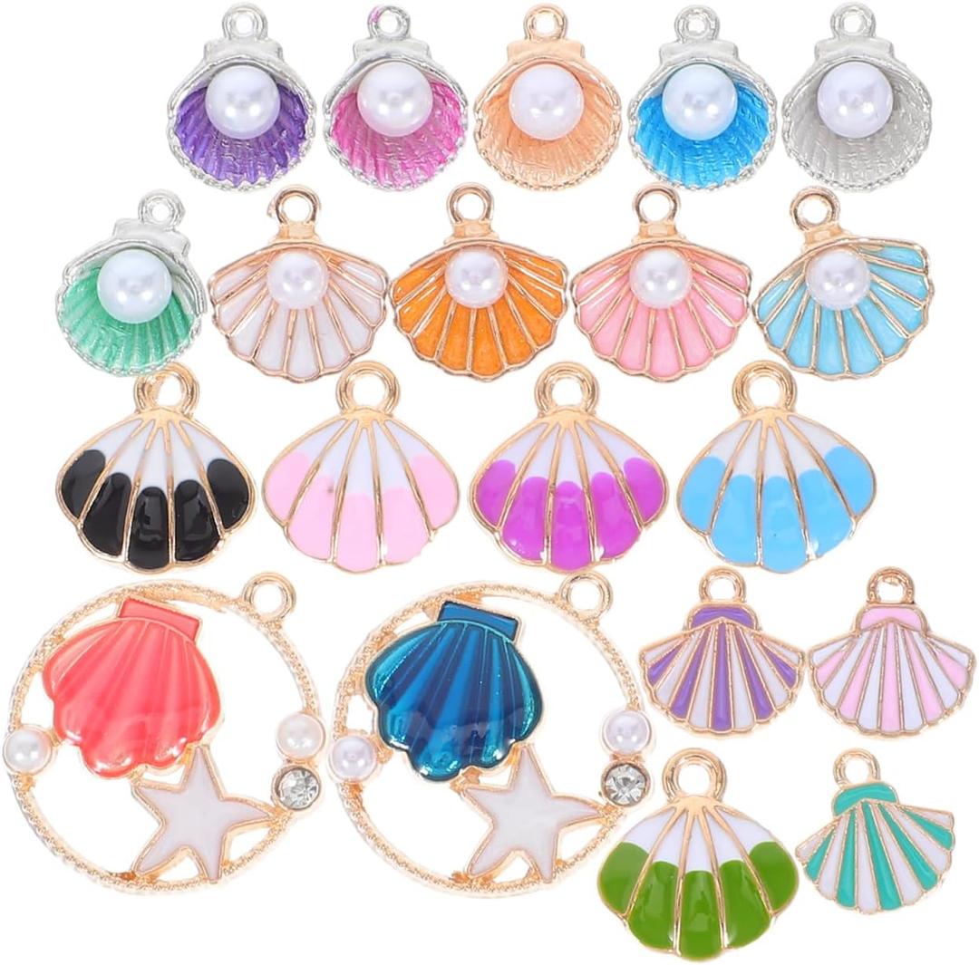 Garneck 40Pcs Seashell Charms for Jewelry Making Ocean Beach Theme Pendants for Diy Necklace Earrings Bracelets Craft Zinc Alloy 1 Inch