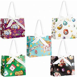 ForraFun 20 Pcs Bingo Gift Bags Bulk with Handles&Bow,Party Decorations for Men Women Game Night Birthday Party Supplies