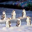 6 Pcs Lighted Penguin Christmas Decoration Christmas Yard Decorations Acrylic Penguin Party Decorations with LED Lights Battery Operated Outdoor Lighted Holiday Displays for Lawn Garden