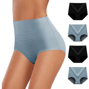Women's Underwear High Waisted Full Coverage Breathable Comfy Ladies Stretch Panties (L)