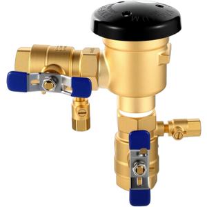 MorningRo 34-720A 3/4" 720A Brass Pressure Vacuum Breaker Assembly for Water Lines Valve Assembly Max 400 PSI Backflow Preventer Valve to Maintain Plumbing System Integrity (Blue)