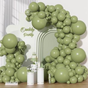Ouddy Party 129Pcs Sage Green Balloons Different Sizes 18 12 10 5 Inch, 6Pcs 18 Olive Green Balloon Arch Garland Kit, Latex Balloons for Birthday Engagement Wedding Jungle Safari Party Decorations