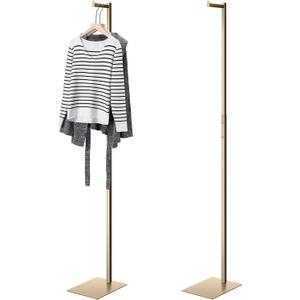 2 Pack Adjustable Single Costumer Clothes Stand Adjustable from 48" to 72" Clothing Display Metal Freestanding Garment Holder Costumer Rack for Large Shop Retail Store(Gold)
