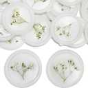 Adhesive Wax Seal Stickers Handmade White Dry Floral Envelope Seals Self Wax Stickers for Wedding Party Invitations, Envelope, Gift Wrap, Christmas 