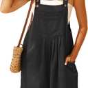 GRECERELLE Jumpsuits For Women Summer Short Overalls Casual Sleeveless Adjustable Loose Women's Rompers with Pockets 2026 (Black, L)