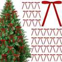 Brightown Red Velvet Ornaments Bows for Christmas Tree Ribbon - 30 Pcs Christmas Decorations Rustic Crafts Gift Bows, Door Garland Decor Home（5 x 7 Inch）