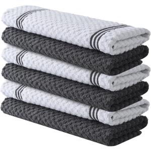 Infinitee Xclusives 100% Cotton Kitchen Towels - 15x25 Inch Ultra Soft Tea Towel, Super Absorbent Terry Dish Towels for Kitchen Linens |Grey|