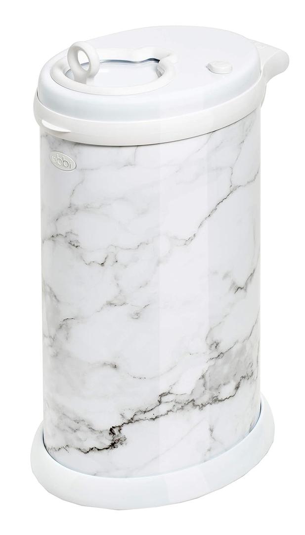 Ubbi Steel Diaper Pail, Odor Locking, No Special Bag Required, Award-Winning, Registry Must-Have, Marble