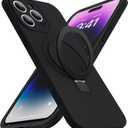 SKYLMW Designed for iPhone 15 Pro Case with Magnetic Invisible Stand Compatible with Mag-Safe Military Drop Tested Shockproof Silicone Phone Cases for Women Men 6.1'', Black