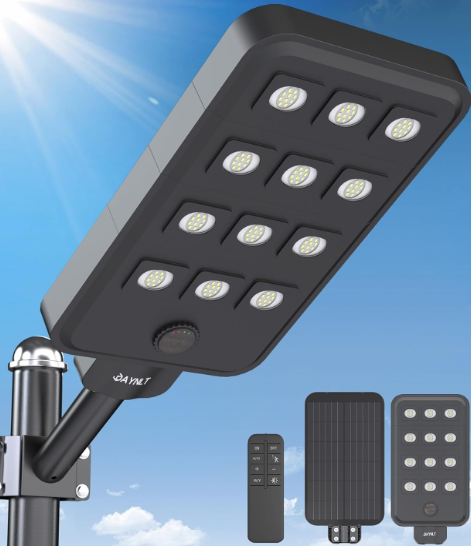 JAYNLT X-13000W Solar Street Lights Outdoor, Ultra-Large 6500K Commercial Parking Lot Lights Dusk to Dawn,IP67 Waterproof Solar Power Flood Security Light for Playground,Road 