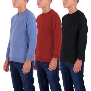 Real Essentials 3 Pack Boys' Fleece Crew Neck Long Sleeve Sweatshirt - Soft Pullover Sweaters for Youth Kids Boys & Girls (XX-Large)