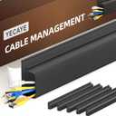 YECAYE 6x15.7in Cable Management, Cord Organizer, Cable Organizer, Adhesive Mount Cord Organizer for Desk, No-Drill Desk Wire Management for Home Office, Baby proofing, Black (94in)