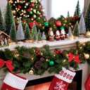 Shindel 45PCS Mini Sisal Trees with Snow, Mini Sisal Snow Frost Bottle Brush Trees Multicolor for Christmas Village Sets Diorama Tree Models Table Decoration