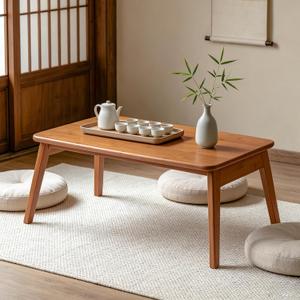 Japanese Folding Coffee Table, Mid Century Modern Bamboo Tatami Low Table, Portable Space-Saving Floor Table for Sitting on the Floor, Small Space Living Room Bedroom