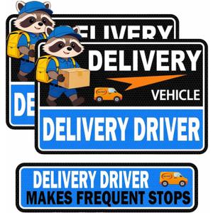 Flex Delivery Driver Car Magnet, 3PCS Frequent Stops Removable Set, Delivery Vehicle Magnet Car Door and Bumper Sign, High Reflective Waterproof Weather-Resistant