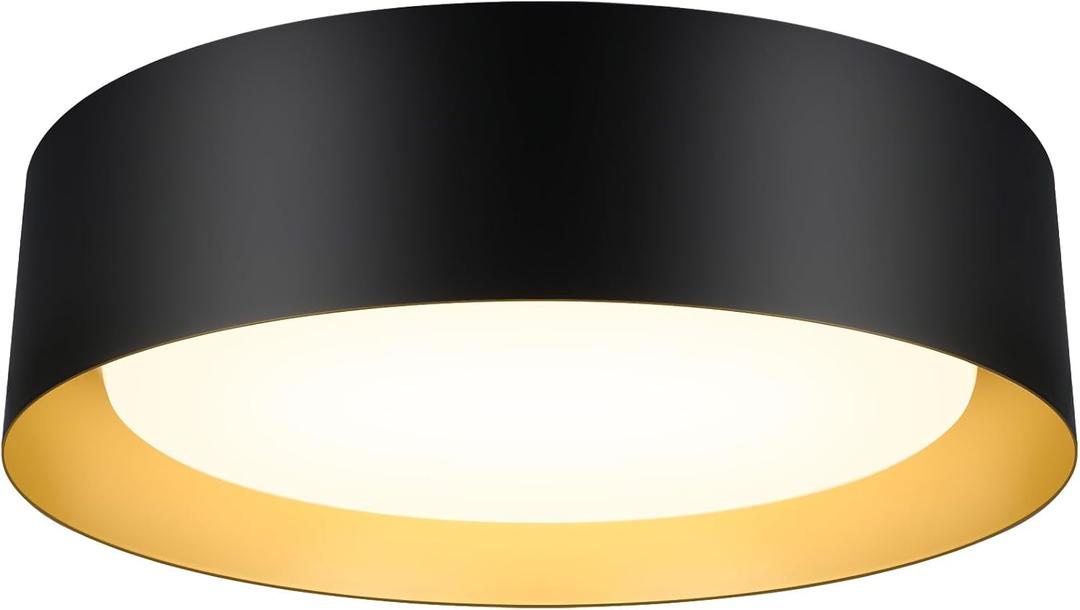 BrightHome Flush Mount LED Ceiling Light, 13in 2400LM 25W, 3 Color (3000K, 4000K, 5000K) Dimmable Black Gold Modern Lamp for Bedroom, Bathroom, Hallway, Kitchen