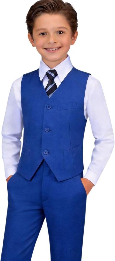 Visaccy Boys Formal Suit Slim Fit Dress Clothes Ring Bearer Outfit Tuxedo Suits,Adjustable Waist Size 14