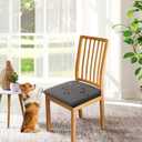 CALBODE Waterproof Seat Covers for Dining Room Chairs Set of 4 with Stretch Bench Slipcover Jacquard Chair Covers Removable Washable Kitchen Chair Seat Cushion Protector(Dark Gray, 5 PCS)