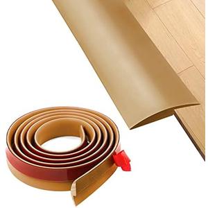 Floor Rubber Transition Strip Self Adhesive Carpet to Tile Transition Strip Edging Trim Strip for Threshold Transitions with a Height Less Than 5 mm/0.2in (Light Brown, 6.56FT)