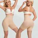 PRETTYWELL Shapewear Shorts for Women Tummy Control, Seamless Body Shaper High Waisted Girdle Butt Lifter Shorts (Beige, L)