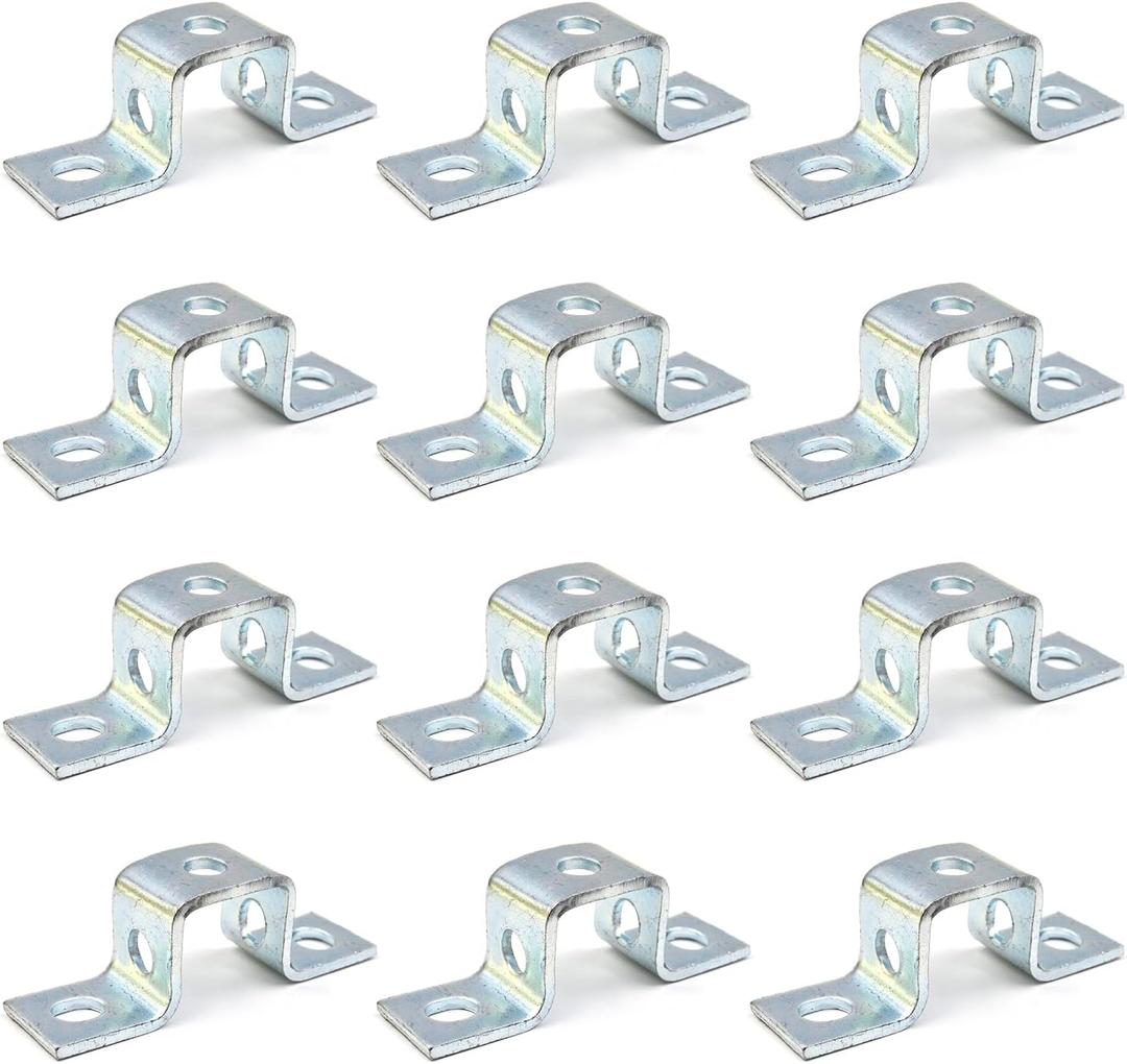 (12 Pcs) 5 Hole Steel Electrogalvanized U Shaped Strut Connector Bracket, 1-3/4" x 1-1/2", Thickness 4.8mm, Fit for 1/2" Bolt in 1-5/8" Strut Channel