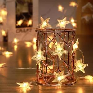 WFGGEH Star Plug in String Lights, 7ft 20 LED Star Fairy String Lights Warm White for Birthday Christmas Party Home Decoration