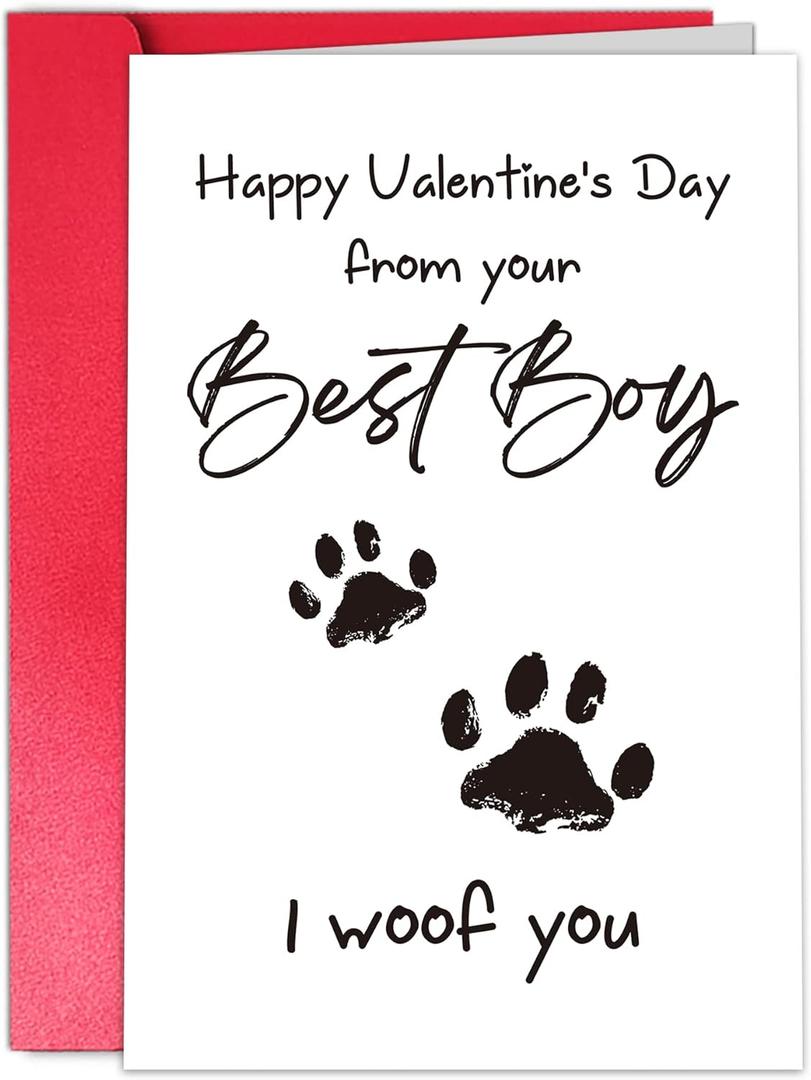 3 x TQDaiker Funny Valentines Card for Husband Wife, Best Boy Best Girl Card from Pet, Paw Card for Dog Dad Dog Mum, i Woof You