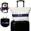 TOOVREN 2-in-1 Luggage Straps Add a Bag Bungees Travel Belt for Luggage Strap for Backpack Attachment Over Handle Carry On Bag Adjustable Elastic Suitcases Belt Travel Accessories Blue (37-47" Length)