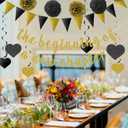 3 x The Beginning of a New Chapter Banner Funny Going Away Party Graduation Happy Retirement Party Decorations Supplies Glitter Black Gold Goodbye Farewell Party Decoration for Coworker Friends Graduates