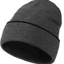 5 x Rosoz Beanie for Men Women Winter Hats Reversible Soft Warm Cuffed Beanie Knitted Skull Cap Unisex (Black/Dark Grey)