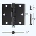 TICONN 48-Pack 3.5 Inch Door Hinges with Square Corner, 3-1/2 x 3-1/2 Inch Iron Bifold Residential Doors Hardware (Square Corner, Matte Black, 48 Pack)