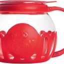 Ecolution Patented Micro-Pop Microwave Popcorn Popper with Temperature Safe Glass, 3-in-1 Lid Measures Kernels and Melts Butter, Made Without BPA, Dishwasher Safe, 1.5-Quart, Red