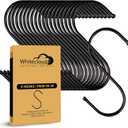 WHITECLOUDZ 20-Pack Black S Hooks for Hanging Plants, Metal S Hooks for Hanging Heavy-Duty, Closet Hooks for Hanging Clothes, Durable Kitchen Hooks for Hanging Utensils, Pots, Clothes & Bag