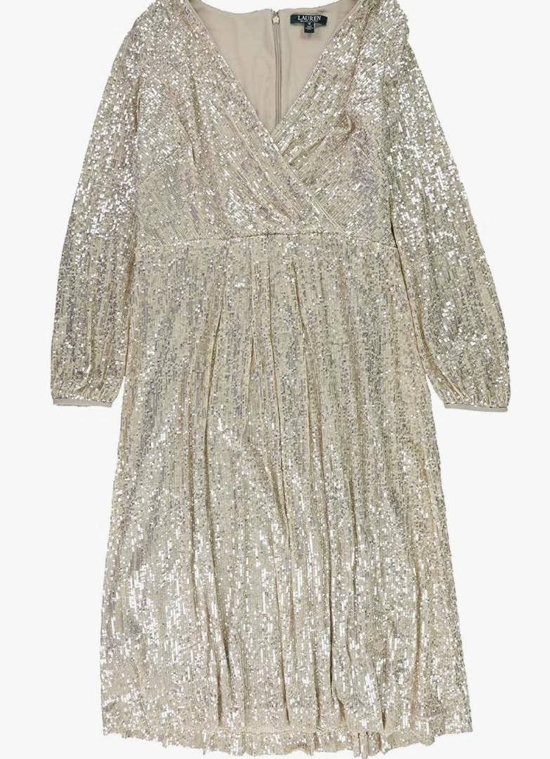 DKNY Women's Dress Sequined Sheath Gold, Size 8