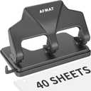 AFMAT 3 Hole Punch Heavy Duty, 40-Sheet Three Hole Punch, 50% Reduced Effort, 3 Hole Puncher for Binder w/Large Chip Tray, 9/32" Holes Diameter, Metal Paper Puncher for Home/Office/School, HP16